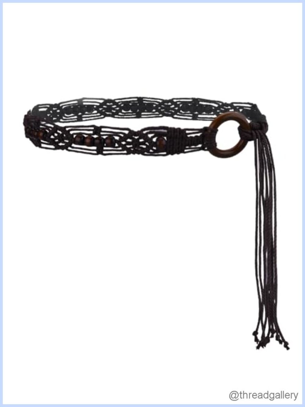 Woven Braided Belt with Ring Clasp Beaded Tassel Waist Belt for Dress